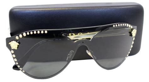 womens black and gold versace sunglasses|black Versace sunglasses with rhinestones.